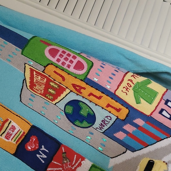 Like new & RARE! Vintage Storybook Knits NY TIMES SQUARE 2pc sweater set - Picture 6 of 15